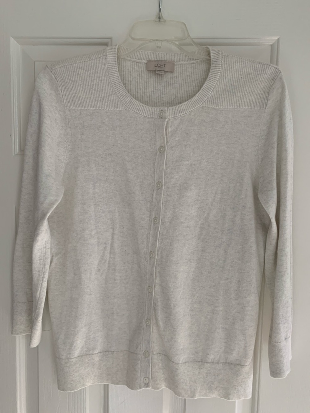 LOFT Cardigan Sweater Cotton light gray -medium
